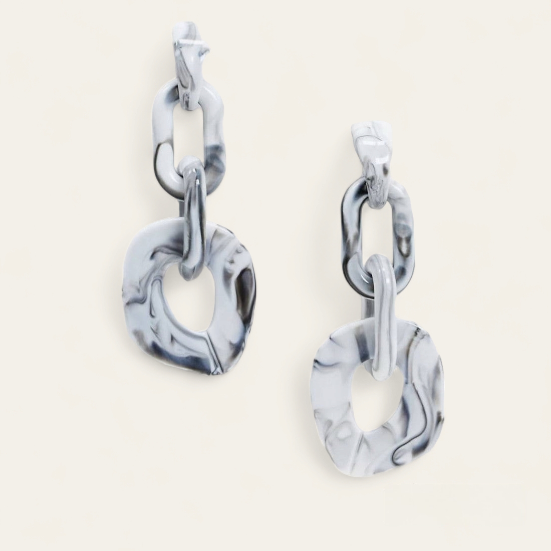 Boucles D'oreilles avec maillons effet marbre