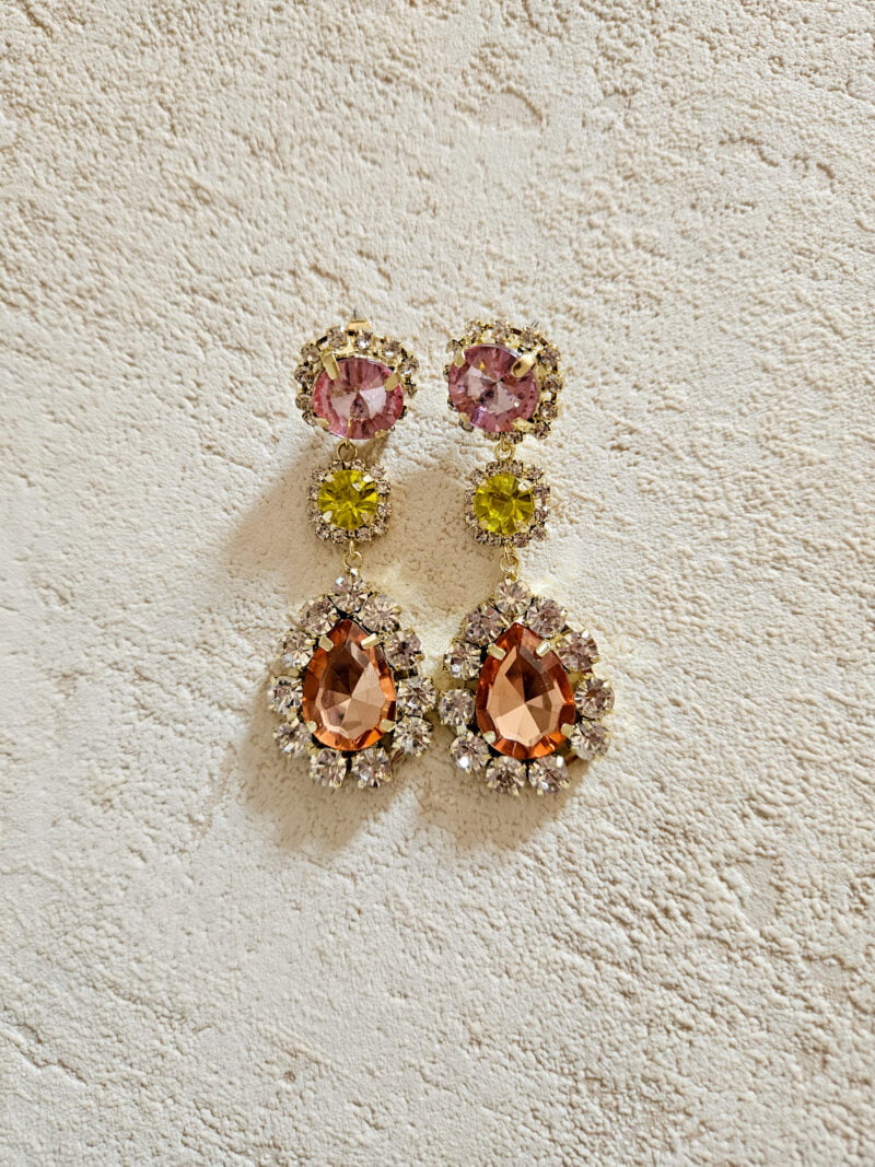 Boucles d'oreilles strass - gouttes multicouleur