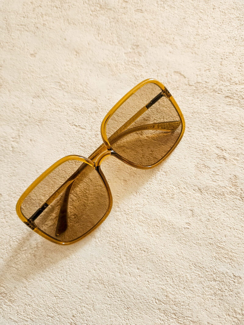 Lunettes de soleil oversize forme tubulaire - Marron brillant