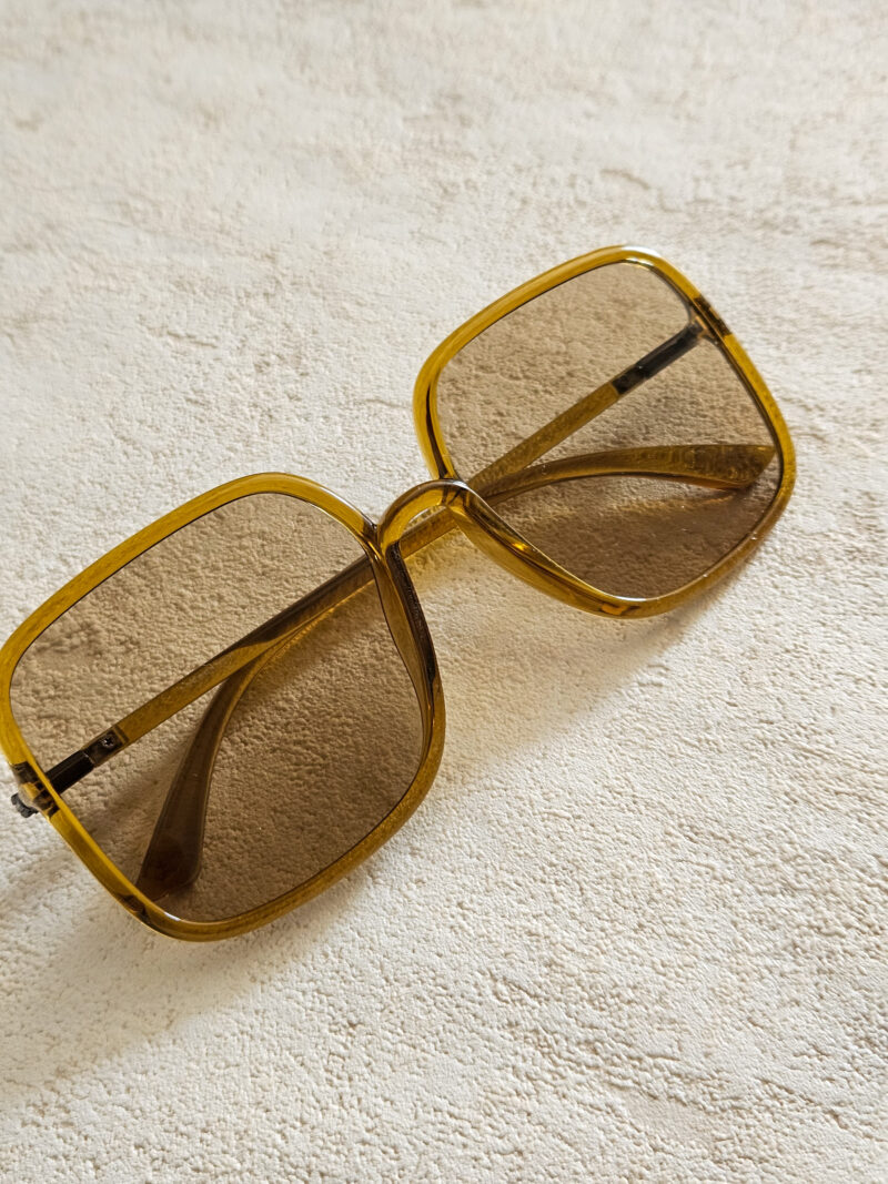 Lunettes de soleil oversize forme tubulaire - Marron brillant