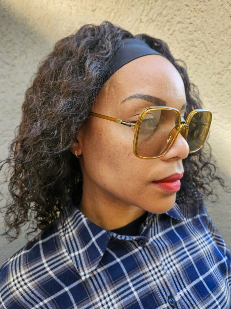 Lunettes de soleil oversize forme tubulaire - Marron brillant