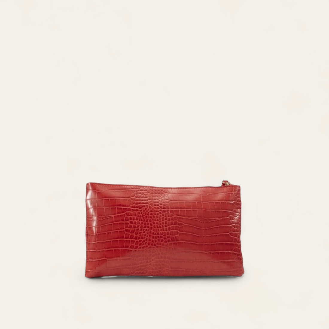 Pochette effet peau de croco- Rouge