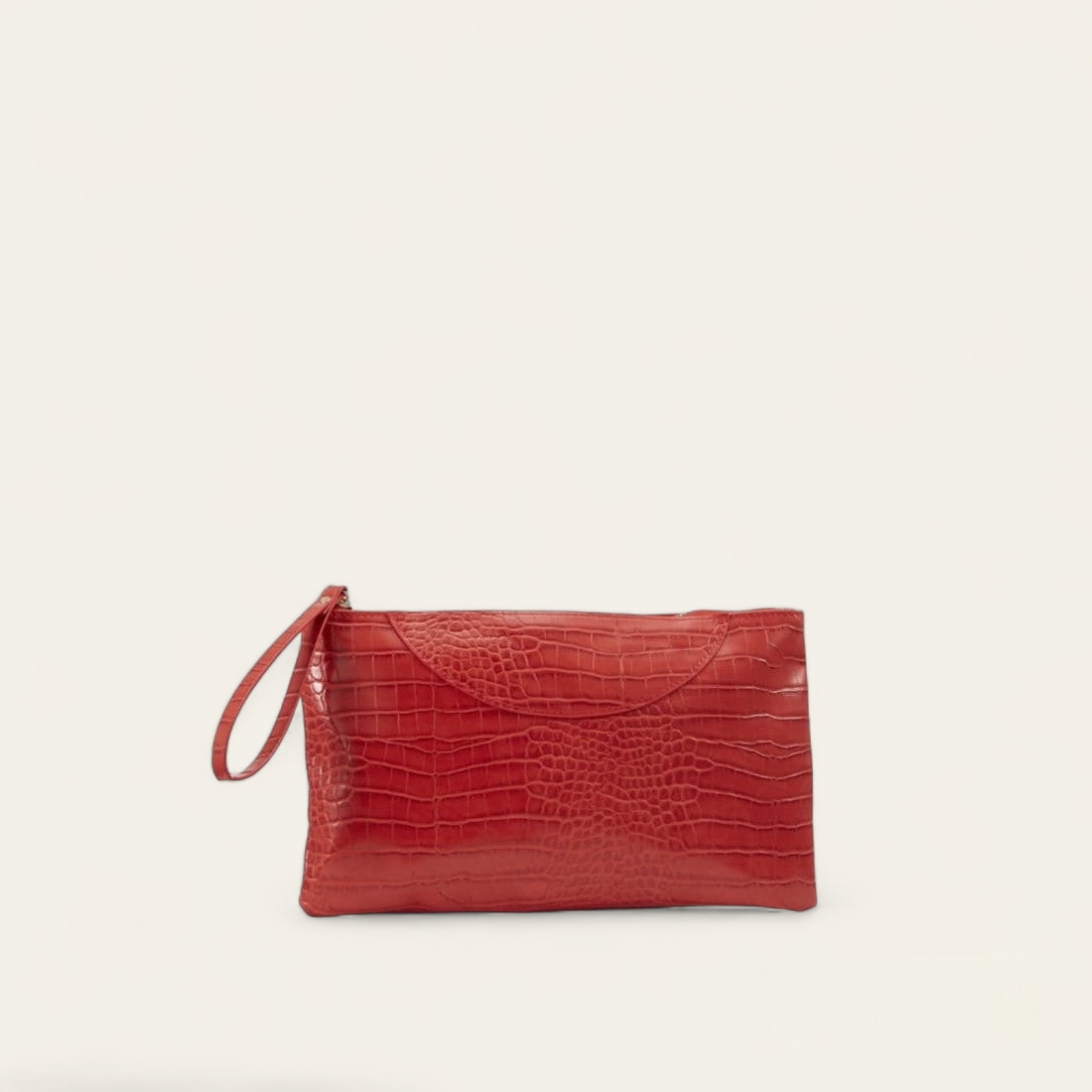 Pochette effet peau de croco- Rouge