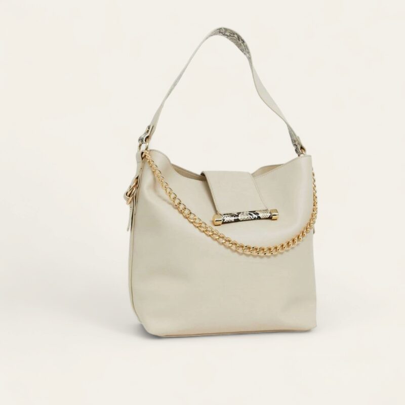 Sac portée épaules avec Chaine- Écru