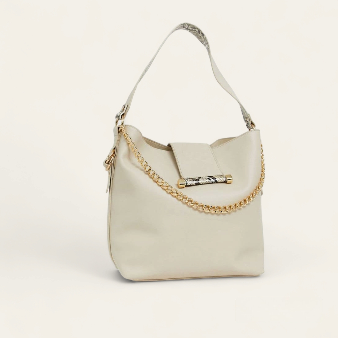 Sac portée épaules avec Chaine- Écru