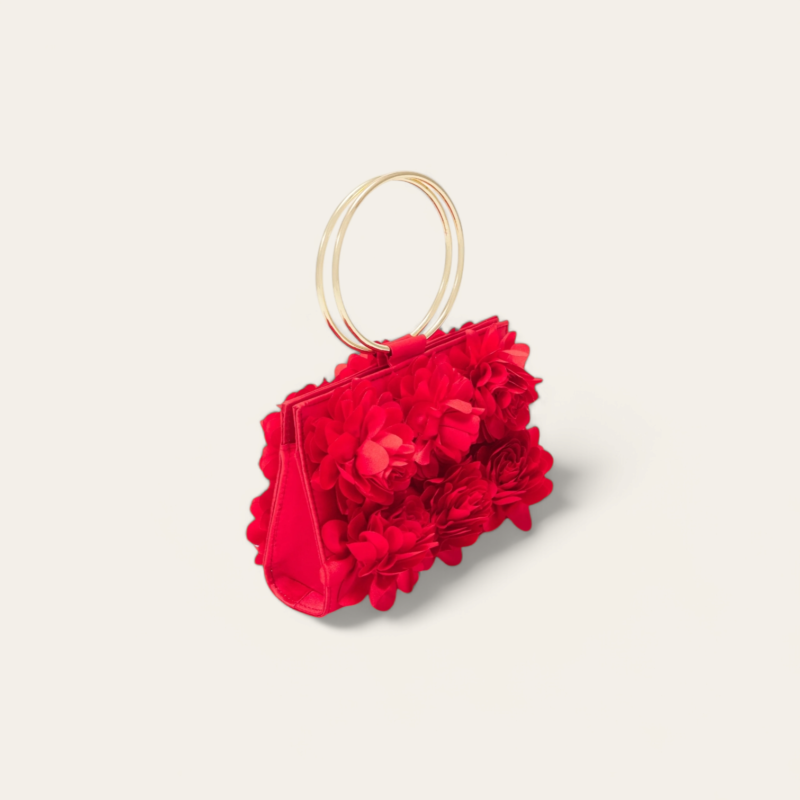 Mini-Sac Satin Fleurs - Rouge – Image 6