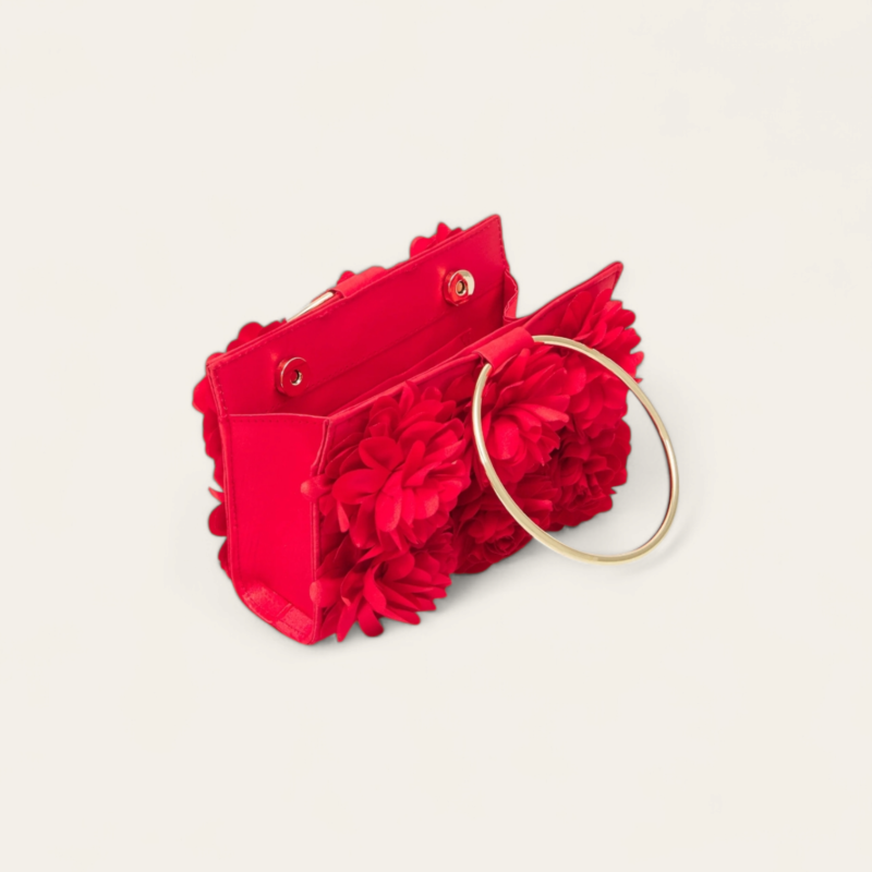 Mini-Sac Satin Fleurs - Rouge – Image 5