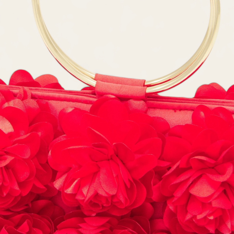 Mini-Sac Satin Fleurs - Rouge – Image 3