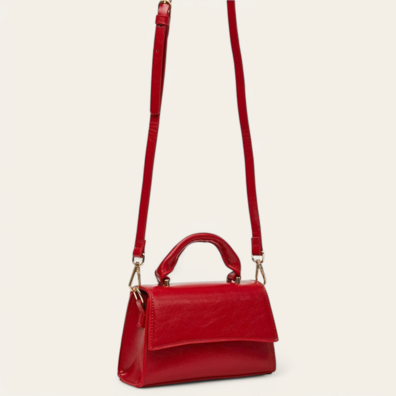 Mini sac de ville effet cuir - Rouge