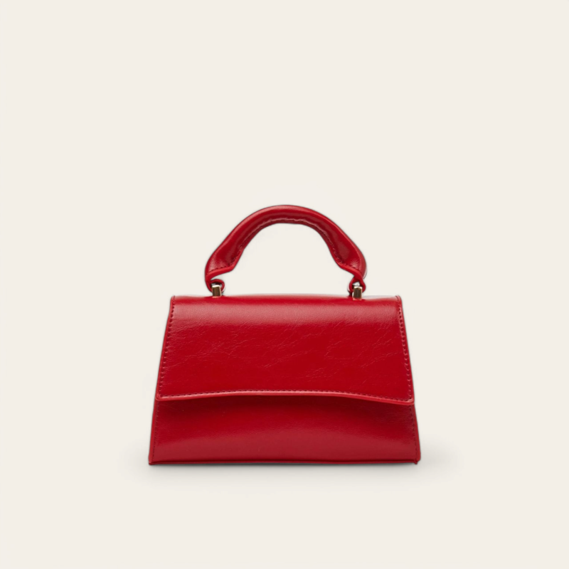 Mini sac de ville effet cuir - Rouge