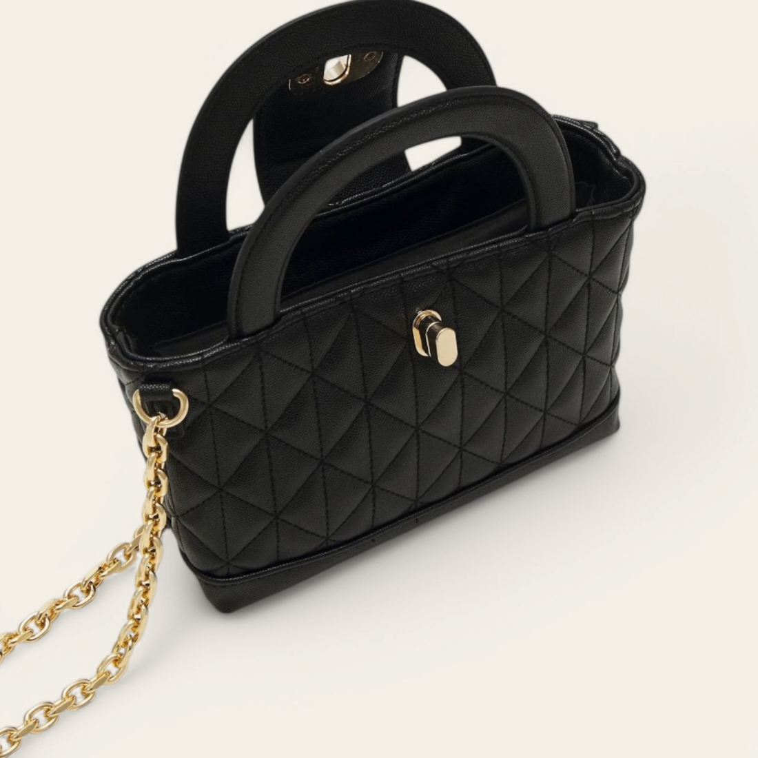 Mini sac matelassé avec chaîne - Noir