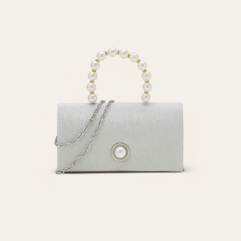 Pochette avec perles - Ivoire Ecru